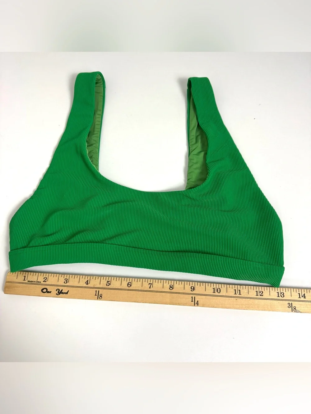 Beach Riot Size M Peyton Ribbed Bikini Top Swimsuit In Jelly Bean Green Coastal